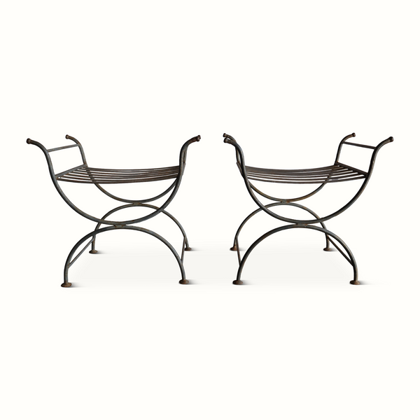 Pair of Wrought Iron Garden Stools