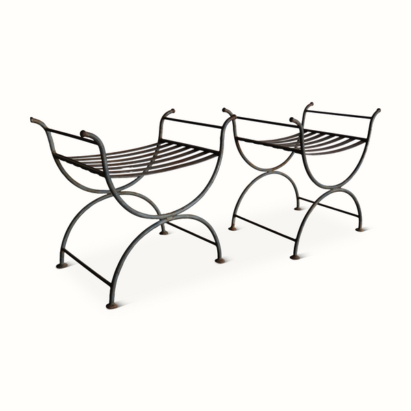 Pair of Wrought Iron Garden Stools