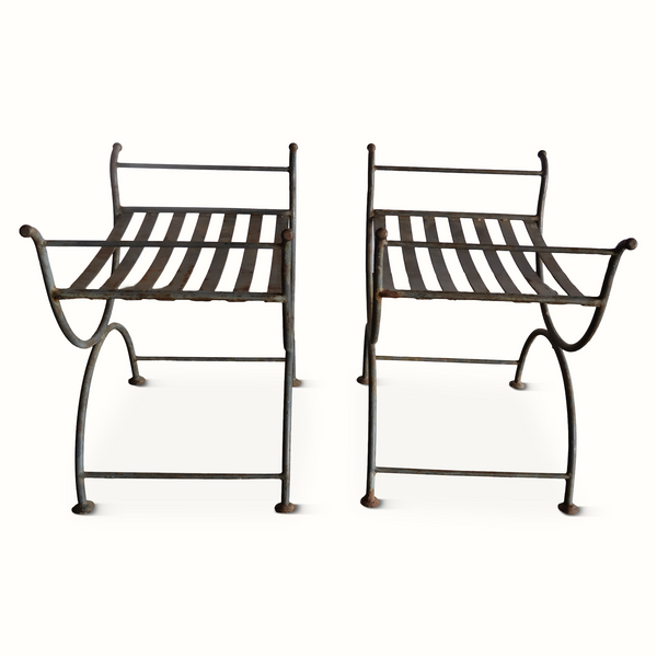 Pair of Wrought Iron Garden Stools