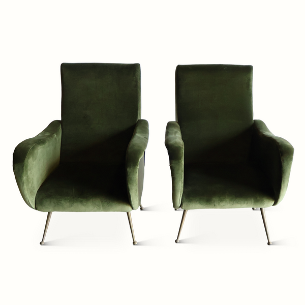 Pair of Italian Velvet Armchairs
