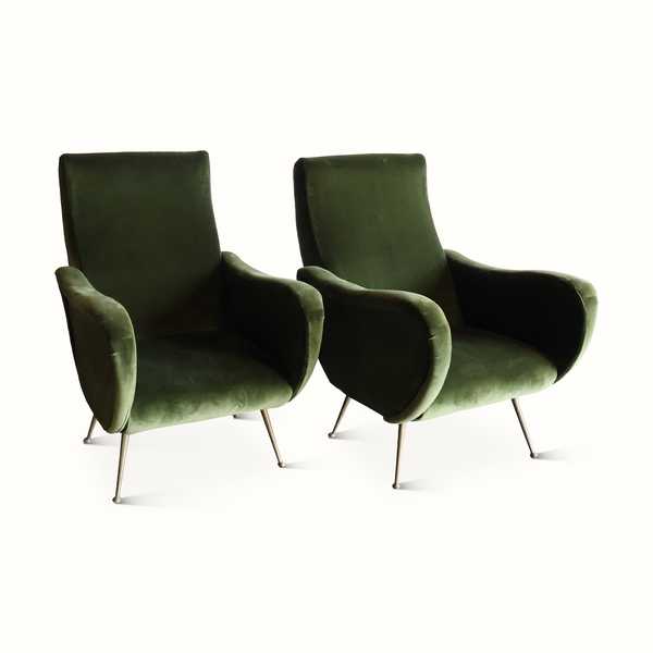 Pair of Italian Velvet Armchairs