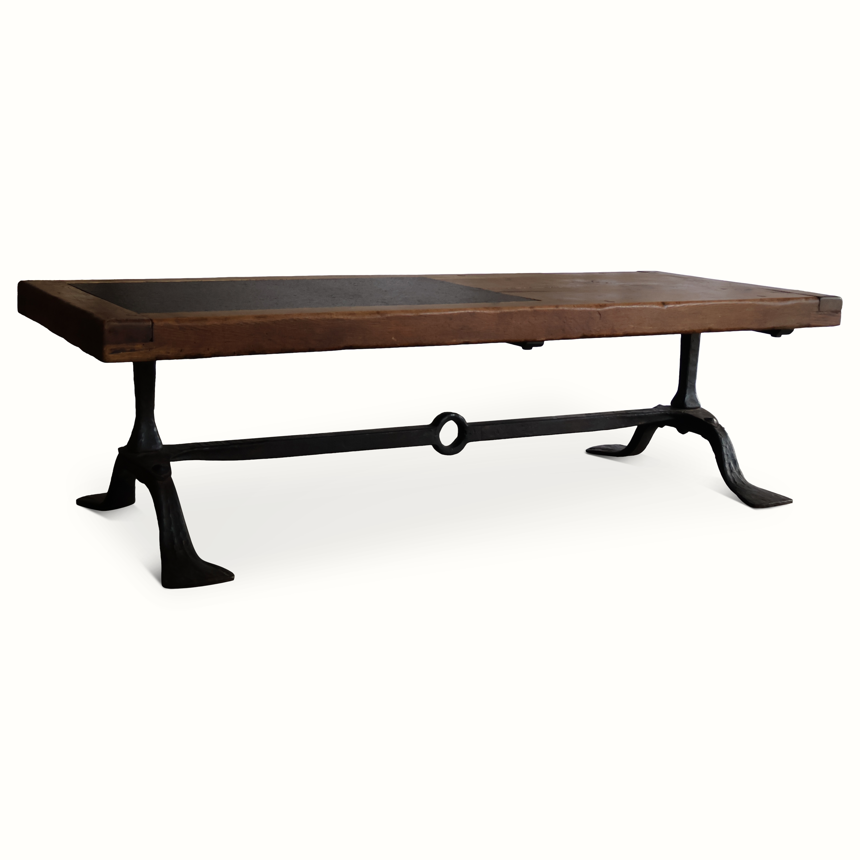 Forged Iron, Oak & Slate Coffee Table
