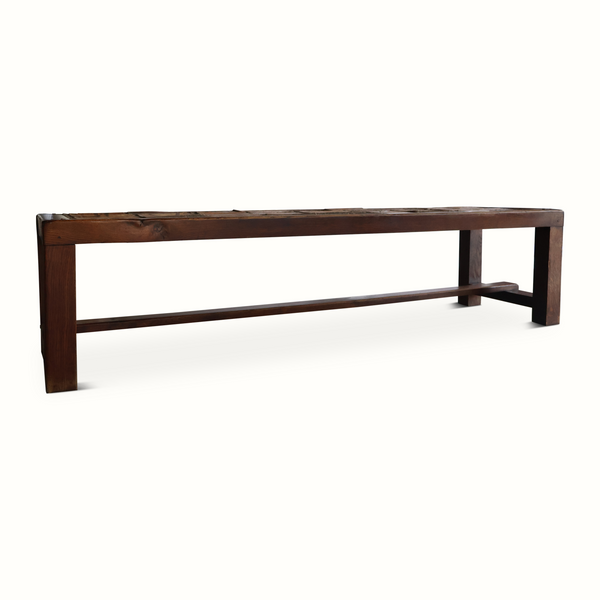 Oak & Ceramic Tile Bench