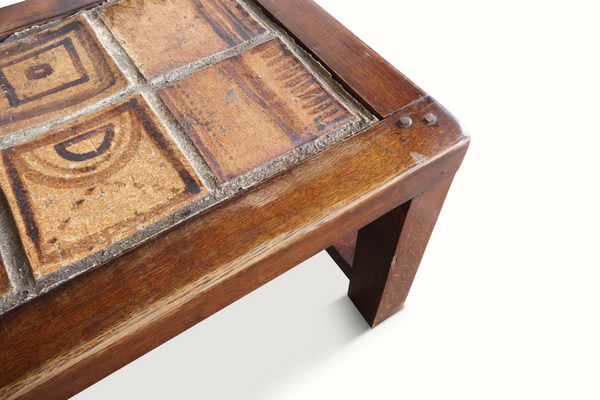 Oak & Ceramic Tile Bench