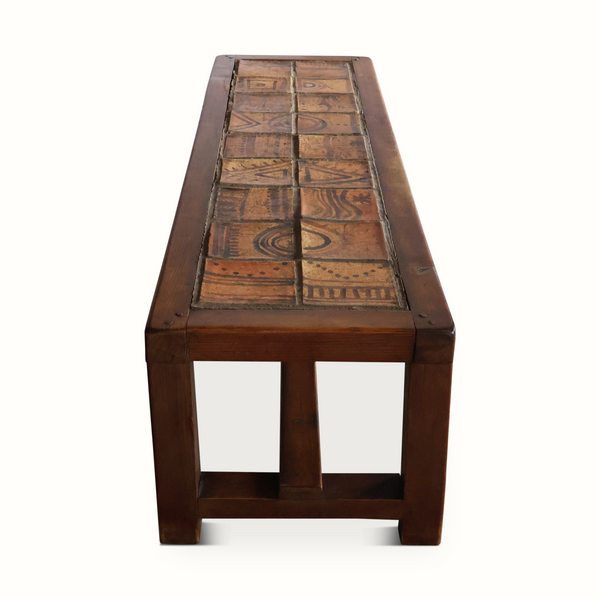 Oak & Ceramic Tile Bench
