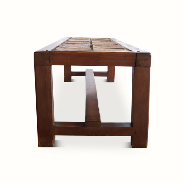 Oak & Ceramic Tile Bench