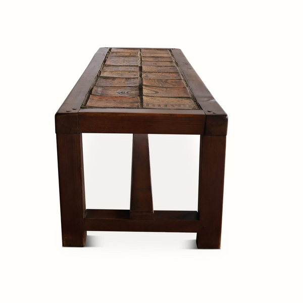 Oak & Ceramic Tile Bench