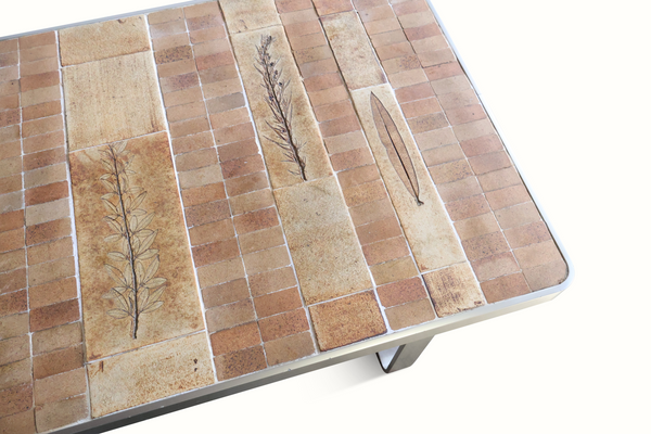 Steel & Ceramic Tile Coffee Table by Roger Capron