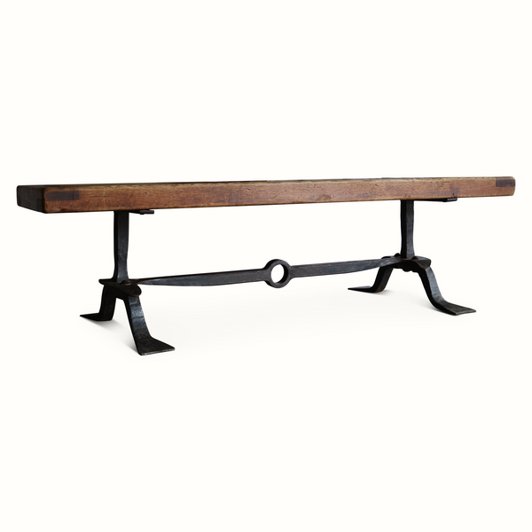 Forged Iron, Oak and Tile Coffee Table