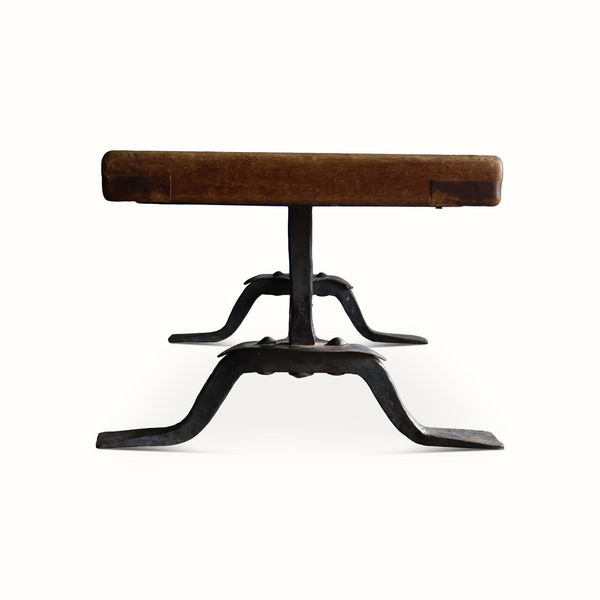 Forged Iron, Oak and Tile Coffee Table