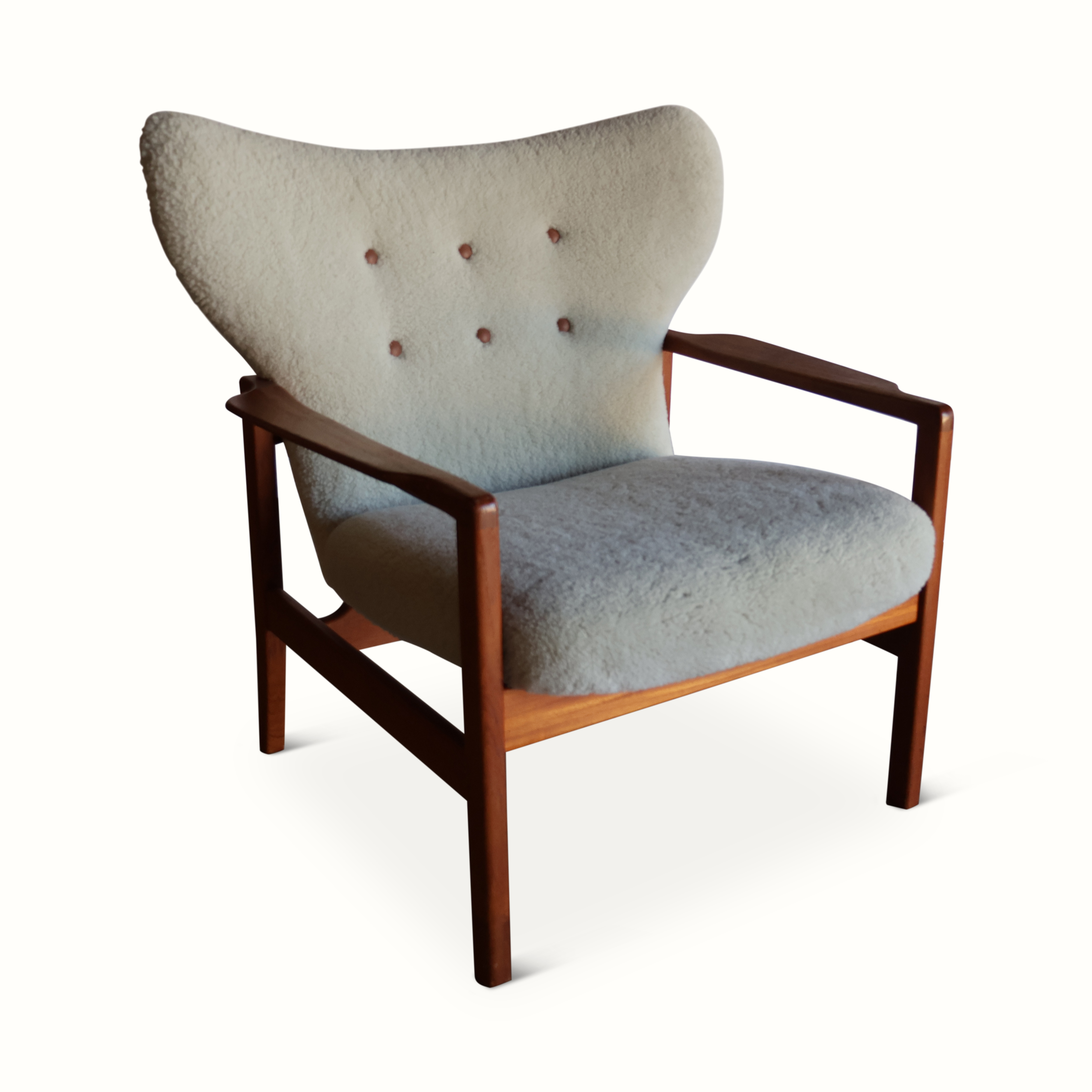 Danish Teak & Sheepskin Armchair by Magnus Stephensen