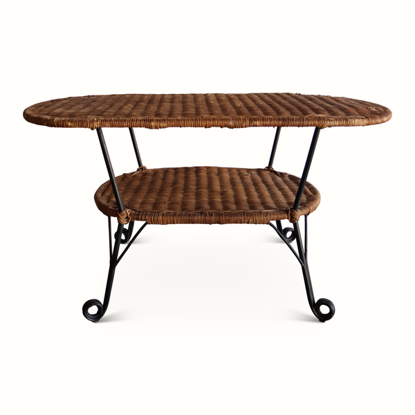 Wicker and Iron Coffee Table