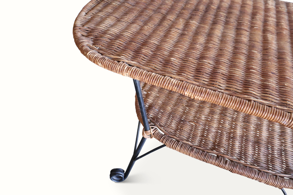 Wicker and Iron Coffee Table
