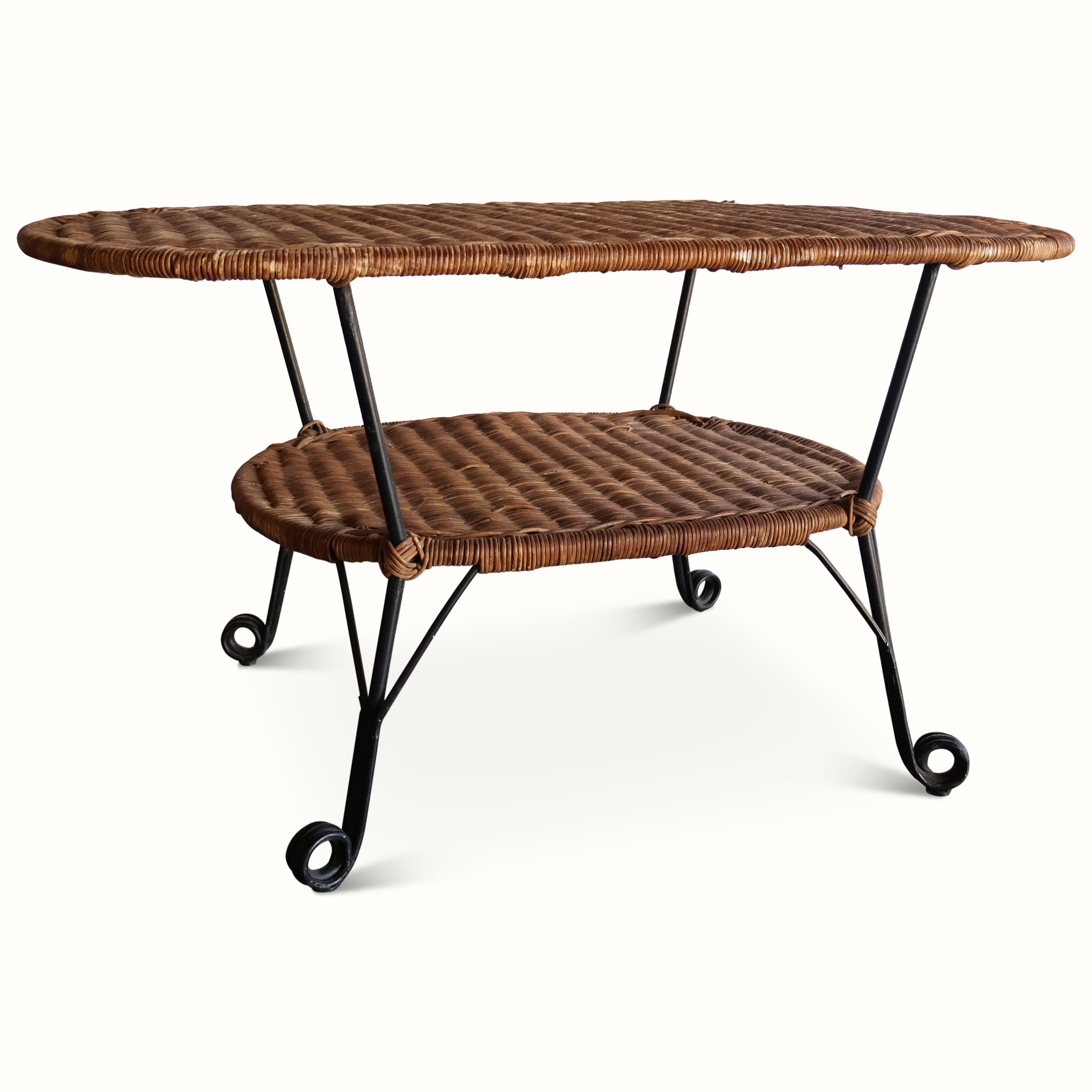 Wicker and Iron Coffee Table