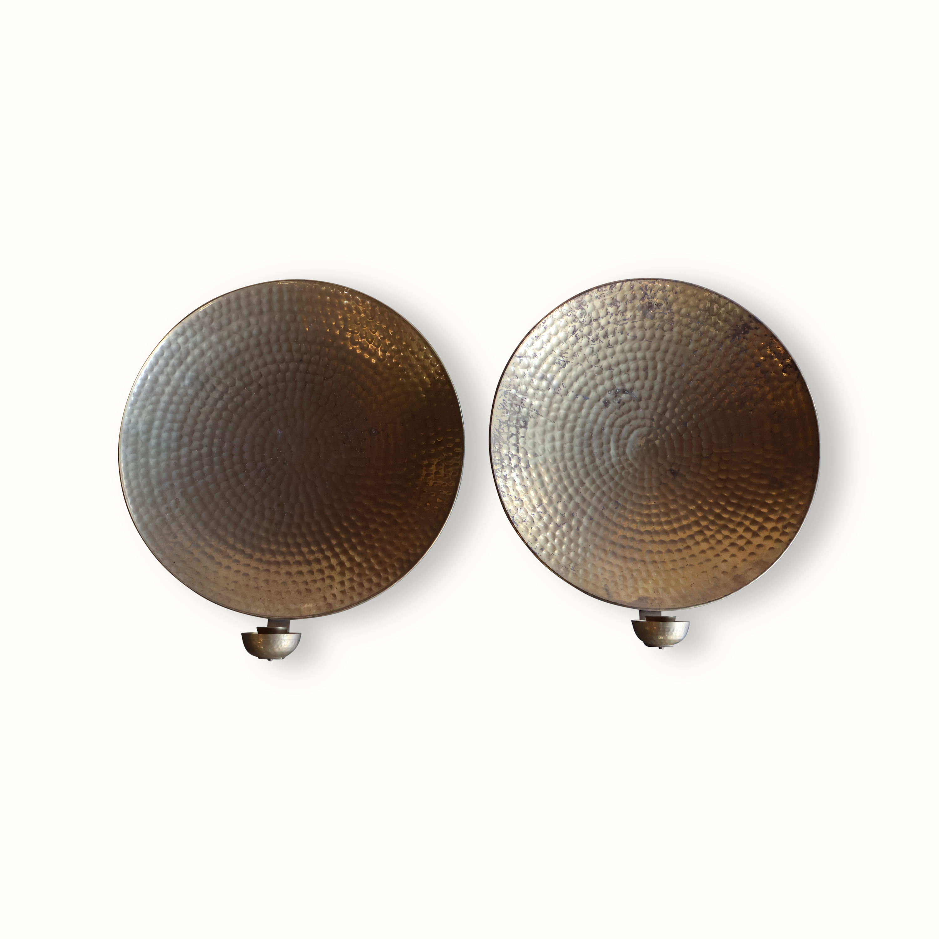 Pair of Hammered Brass Candle Sconces