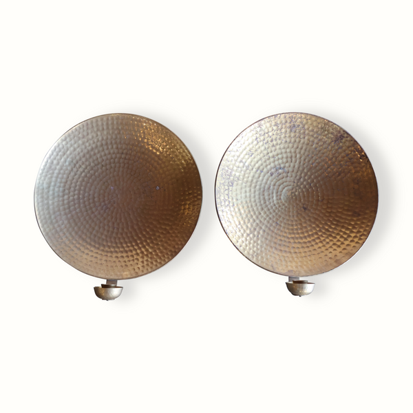 Pair of Hammered Brass Candle Sconces