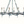 Iron chandelier with multiple candelabra bulbs, dark teal arms, and hanging chains