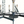Close-up iron chandelier centerpiece with round base, hanging chains, and candelabra bulbs