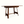 Oak flip-top game table angled view with extended top panel and lower support bar.