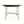 Green metal patio table with slatted top and cross-brace support base