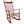 Red rocking chair angled view, slatted back and woven beige seat