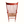 Red rocking chair front view with tall slatted back and woven beige seat