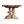 Rustic farm table with thick planked top and turned pedestal-style base