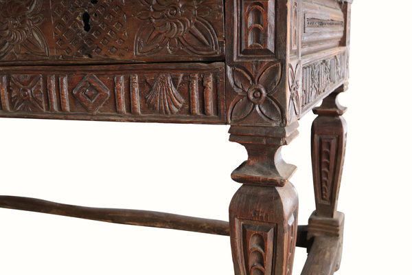 17th-Century Carved Oak Library Table