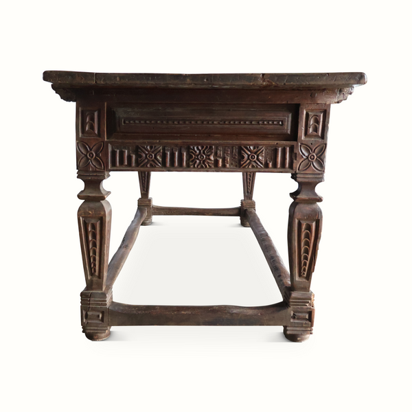 17th-Century Carved Oak Library Table