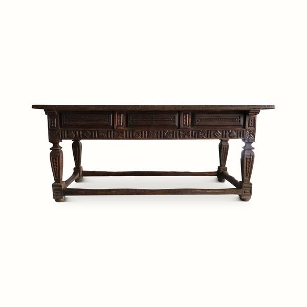 17th-Century Carved Oak Library Table
