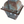 Hanging metal lantern from an angle with rust and teal patina, front chimney and glass sides
