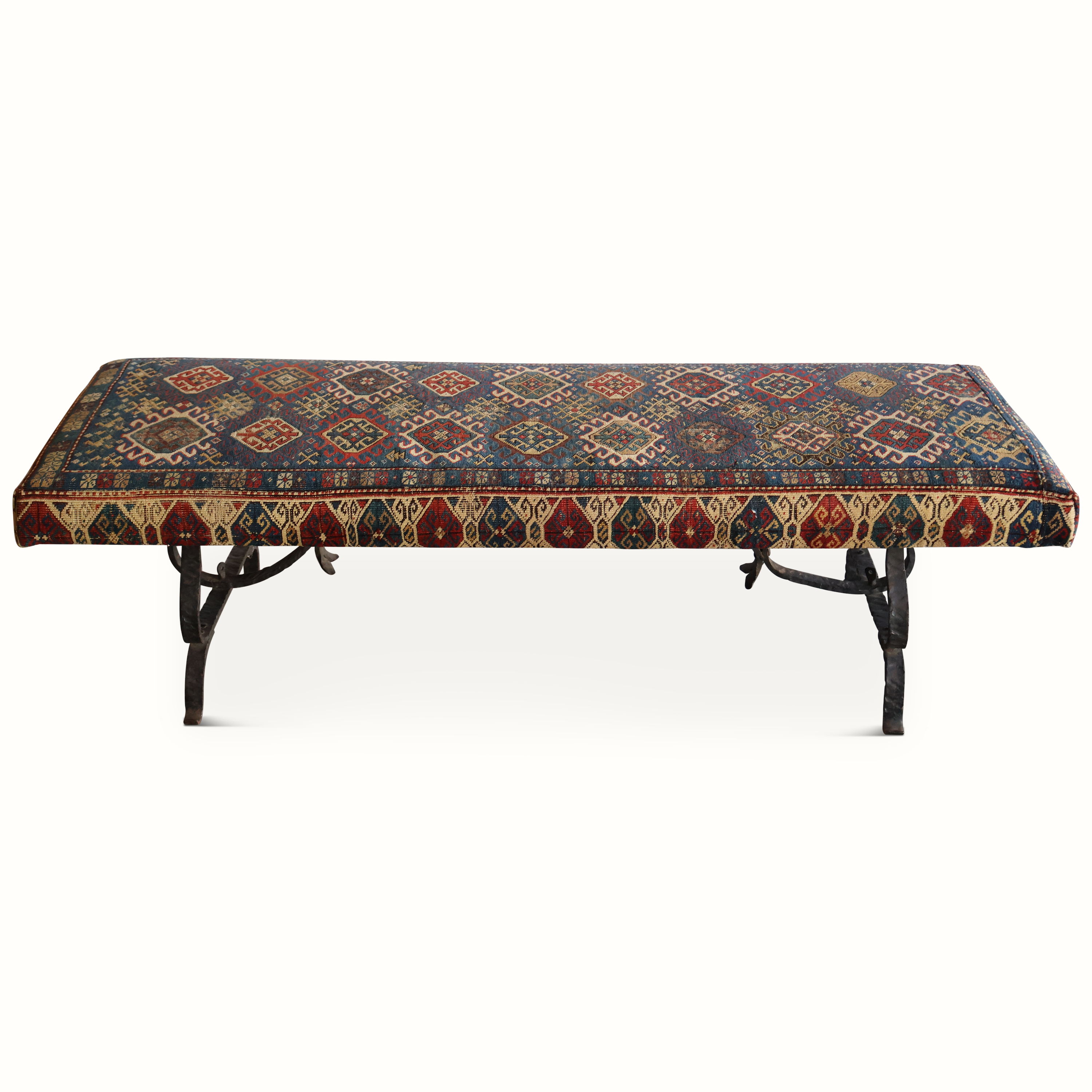Kilim Carpet Forged Iron Bench