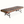 Kilim carpet bench with long seat, dark iron frame, and blue red geometric pattern