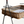 Wicker mirrored top tray table with woven base and black iron supports, dark red handle post