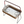 Wicker mirrored tray table with dark red leather handle bar and black iron stand, angled view
