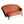 Orange-brown velvet sofa with button-tufted back, rolled arms, and dark tapered legs