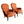 Napoleon III armchairs with terracotta button-tufted fabric, curved arms, black legs