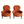Set of two Napoleon III armchairs in terracotta with button-tufted backs and armrests