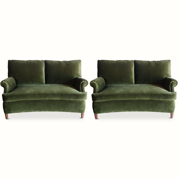 Pair of 1940s Green Velvet French Sofas