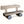 Live-edge wooden bench, side view: plank backrest, long seat, blue-stained rounded feet