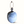 Blue glazed ceramic table lamp with metal harp, socket hardware, and off-white shade
