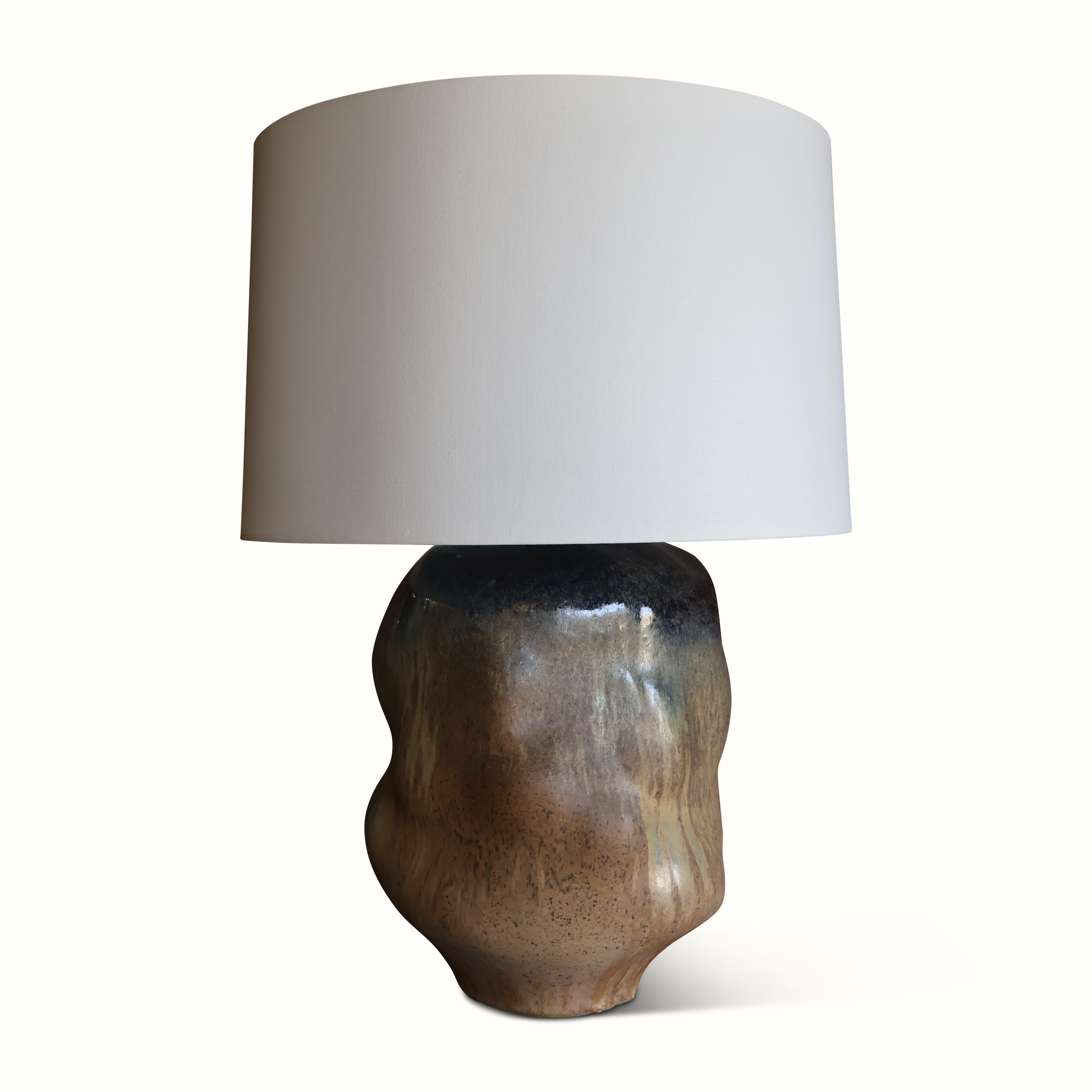 Brown Glazed Ceramic Studio Pottery Lamp