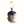 Brown glazed ceramic lamp base with off-white shade and exposed socket hardware