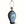 Floral ceramic vase table lamp with metal harp frame and dark base, blue-green pattern