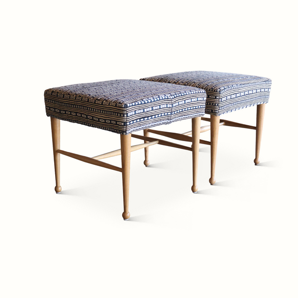 Pair of Madison Stools in a Vintage Moroccan Wool Fabric