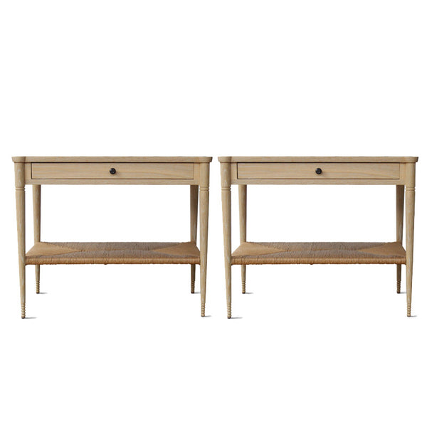 Holden End Tables in Light Cerused/Paper Rush