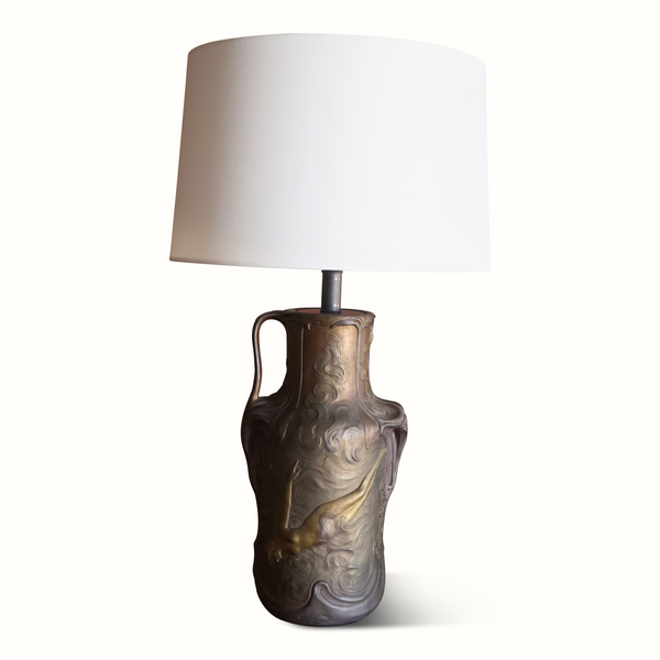 Pair of Art Nouveau Brass Vase Table Lamps