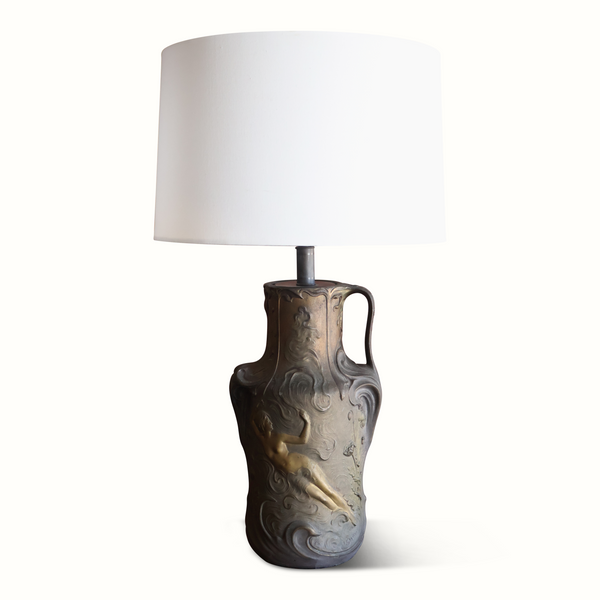 Pair of Art Nouveau Brass Vase Table Lamps