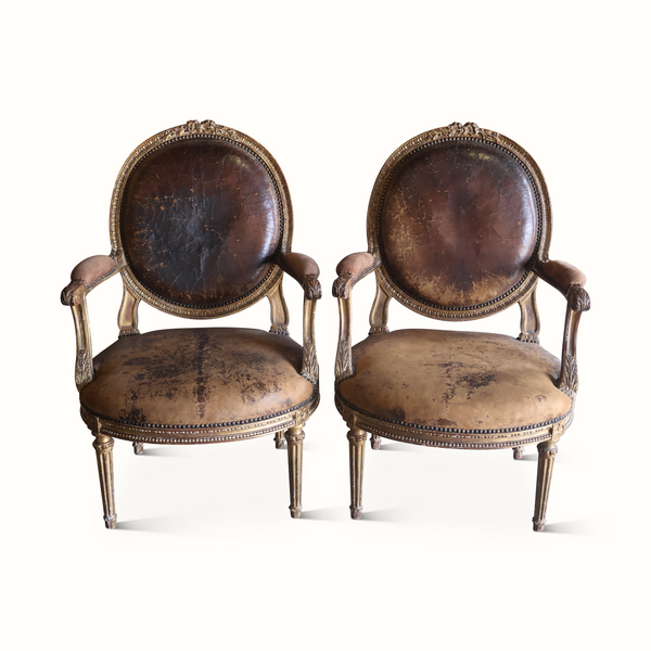 Pair of 18th-Century Giltwood Armchairs