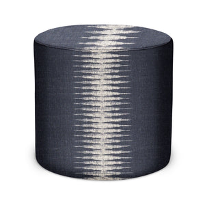 Indoor Pouf in Peter Dunham Textiles Ikat in Charcoal